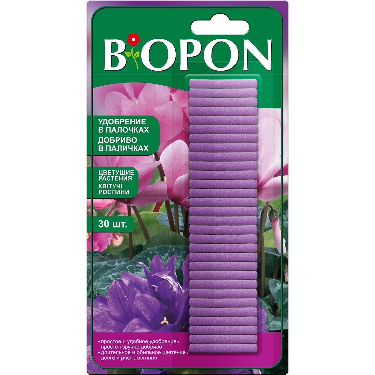 Добриво в палочках Biopon для квітучих рослин, 30 шт. - фото 1
