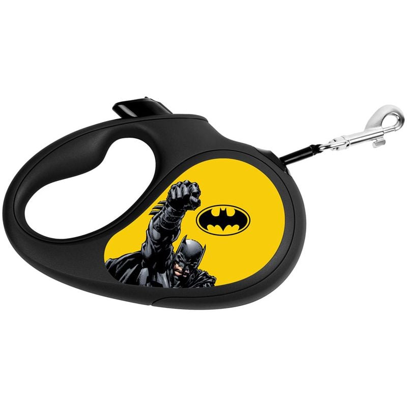 Повідець-рулетка для собак Waudog R-leash Бетмен Жовтий, світловідбиваючий, S, до 15 кг, 5 м, чорний - фото 1