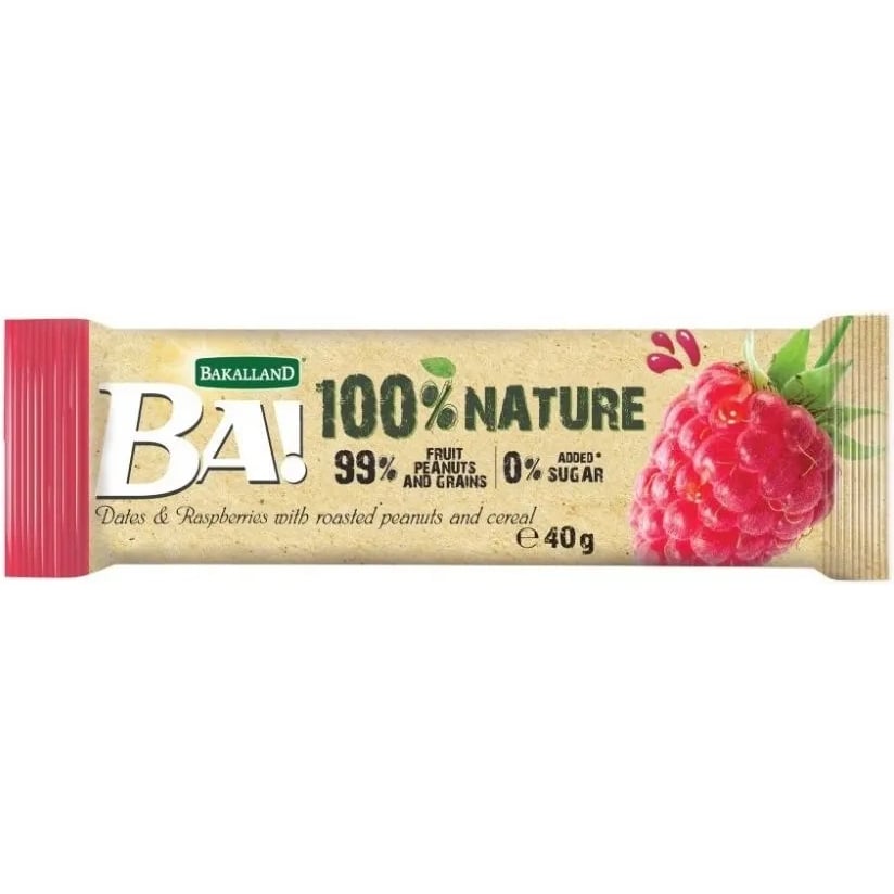 Батончик фініковий Bakalland Ba! 100% Nature Dates & Raspberries без цукру 40 г - фото 1
