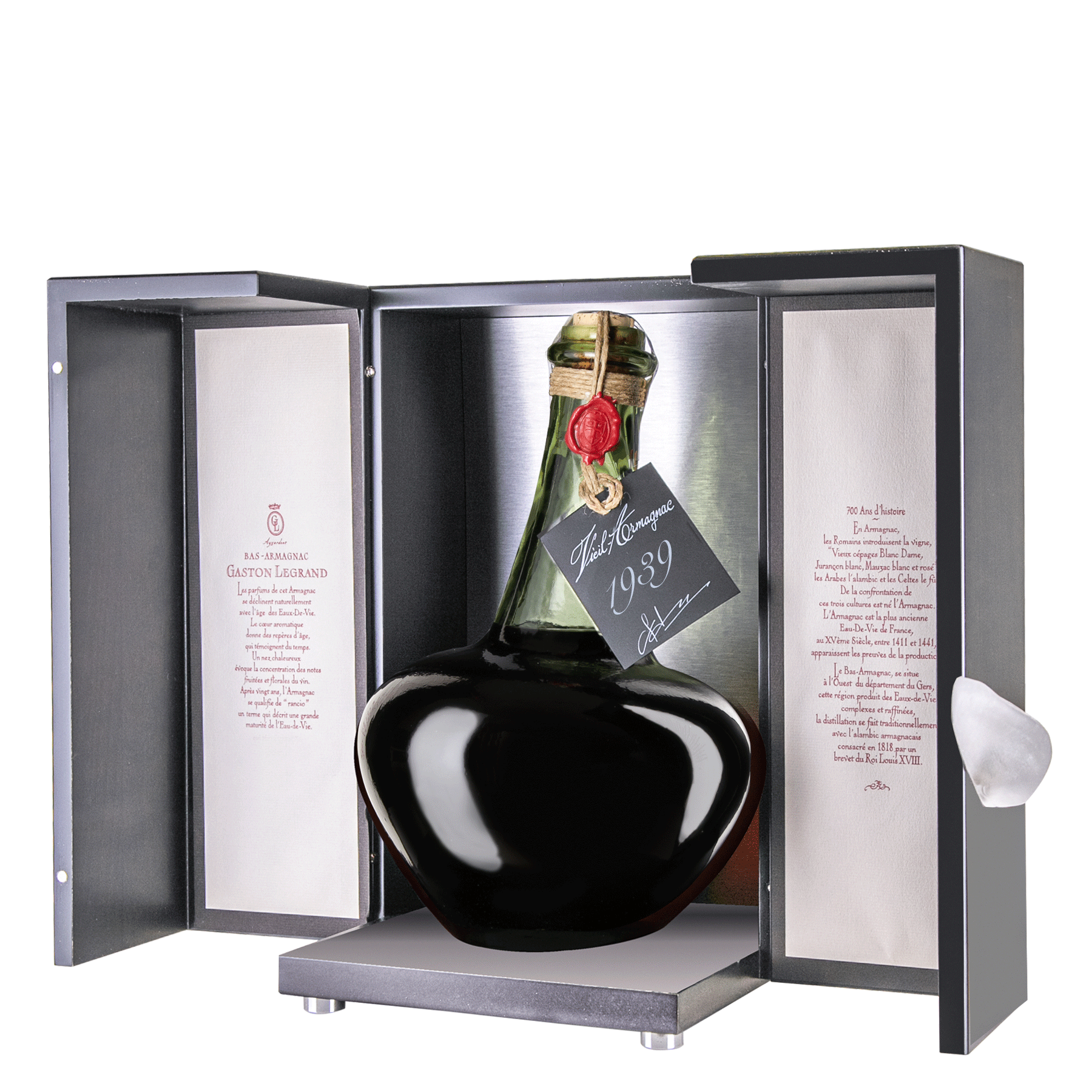 Арманьяк Baron Gaston Legrand Bas Armagnac 1939 Carafe Pansue, в деревянной коробке, 40%, 2 л - фото 3