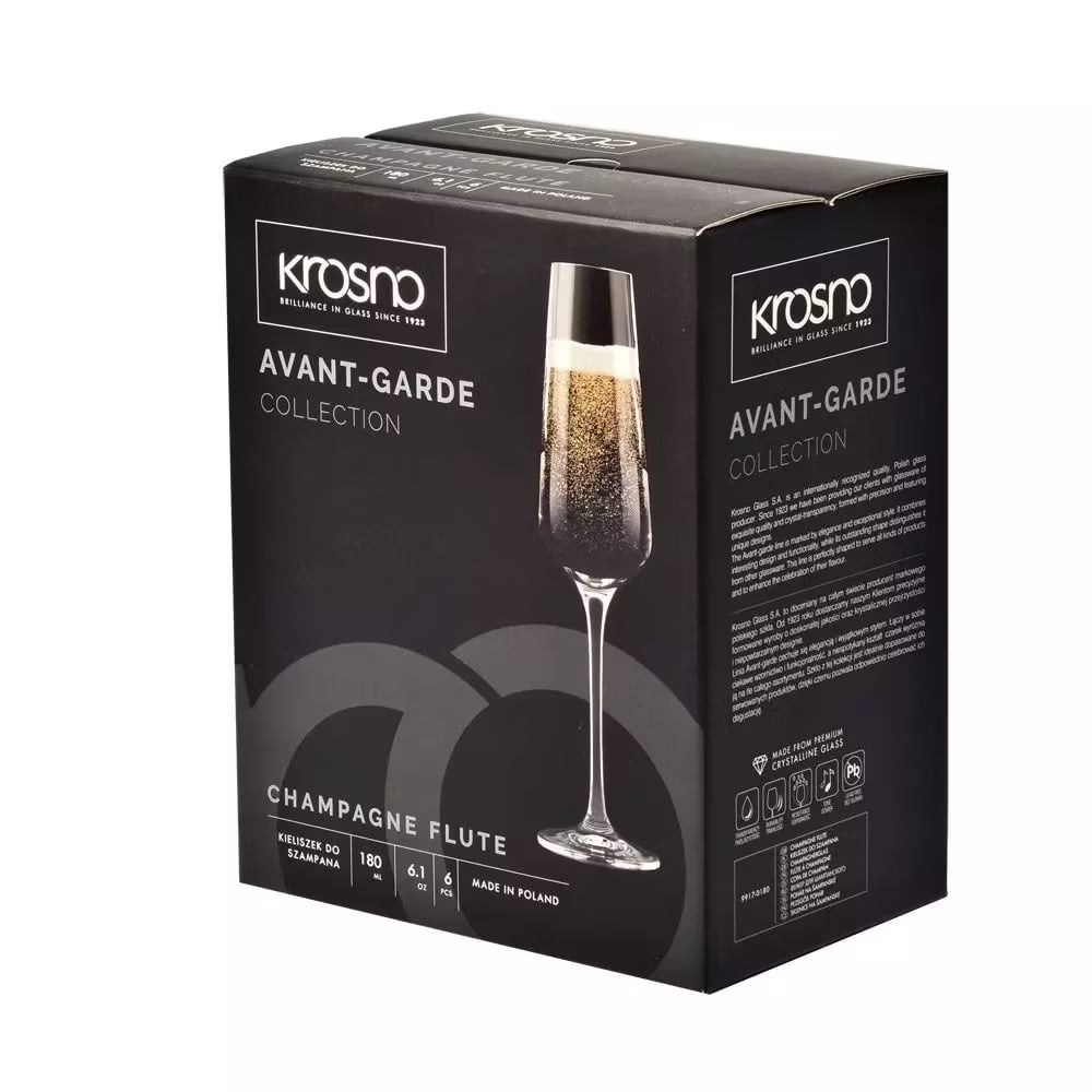 Набор бокалов для шампанского Krosno Avant-Garde, стекло, 180 мл, 6 шт. (788678) - фото 3