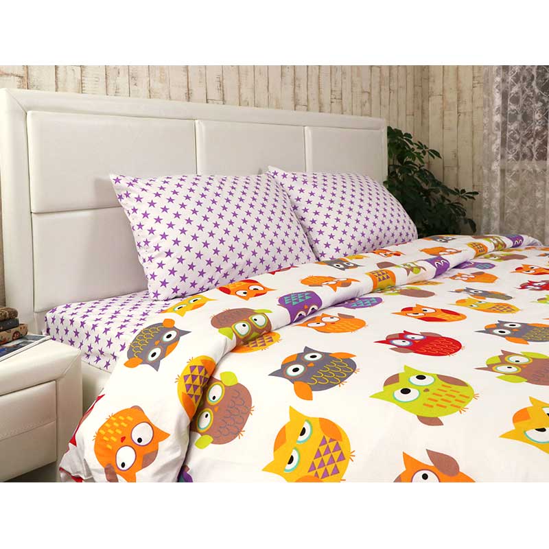 Комплект постельного белья Руно Совы, двуспальный, сатин набивной, разноцветный (655.137К_Сови) - фото 3