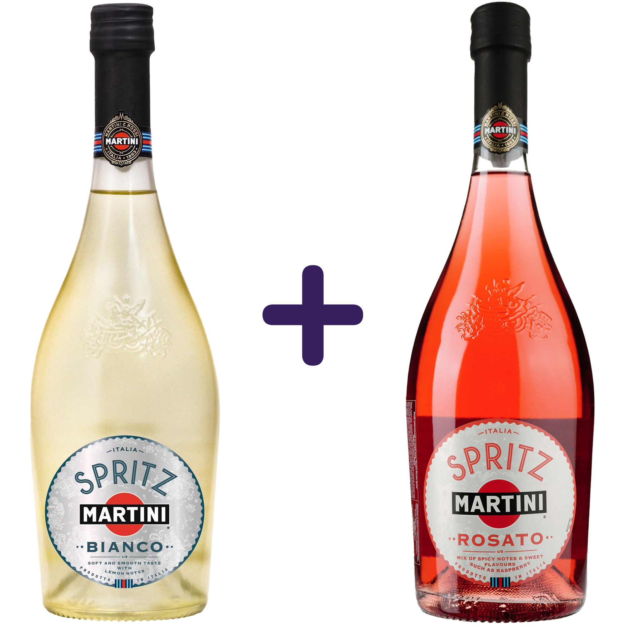 Вино игристое Martini Spritz Bianco 8% 0.75 л + Напиток Martini Spritz Rosato розовый полусладкий 8% 0.75 л - фото 1