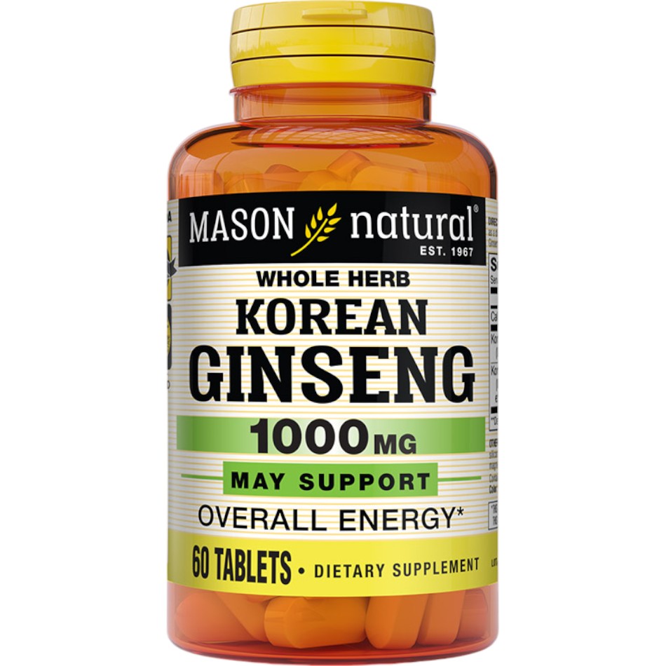 Женьшень корейский Mason Natural Korean Ginseng 1000 мг 60 таблеток - фото 1