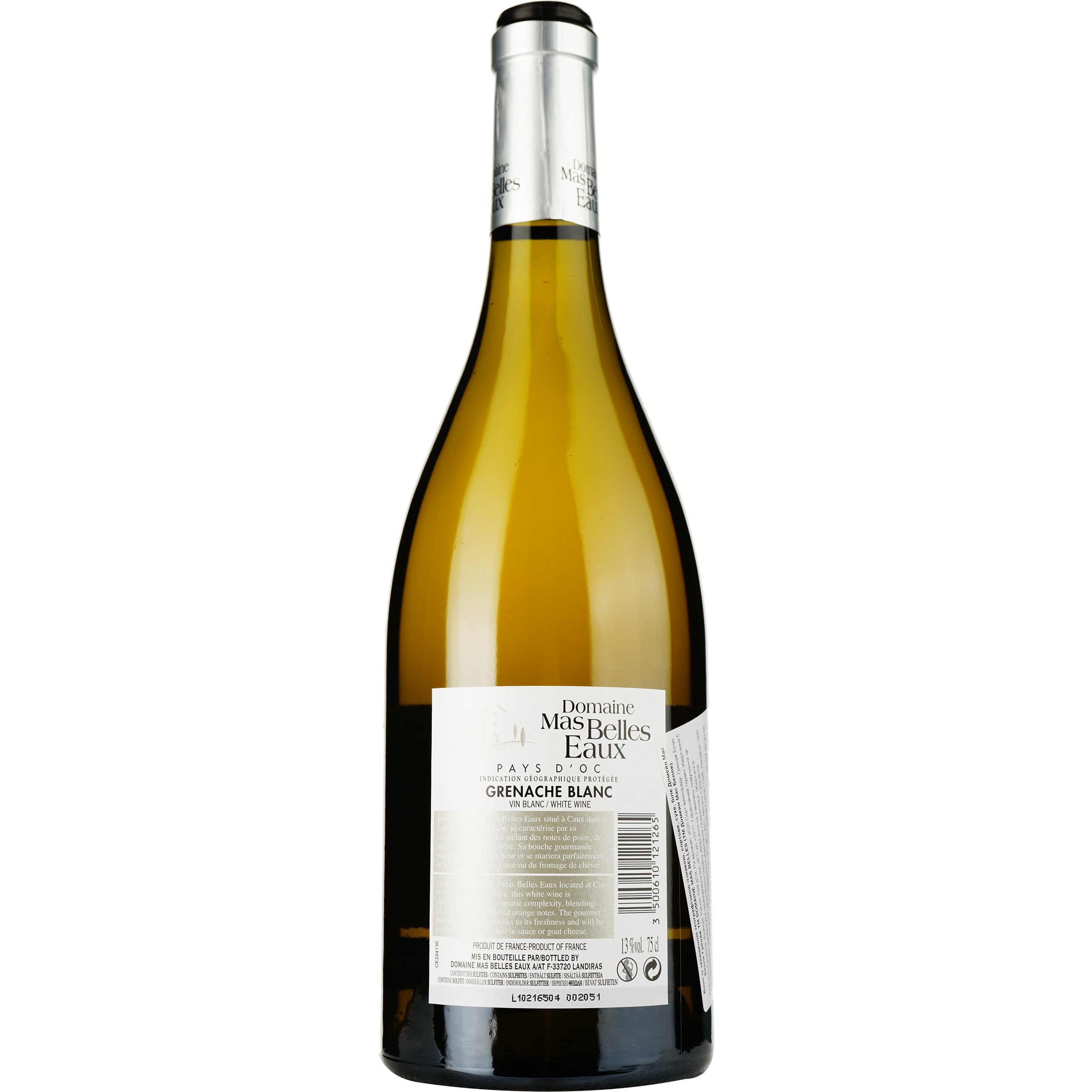 Вино Domaine Mas Belles Eaux Grenache Blanc 2020 IGP Pays D'OC белое сухое 0.75 л - фото 2