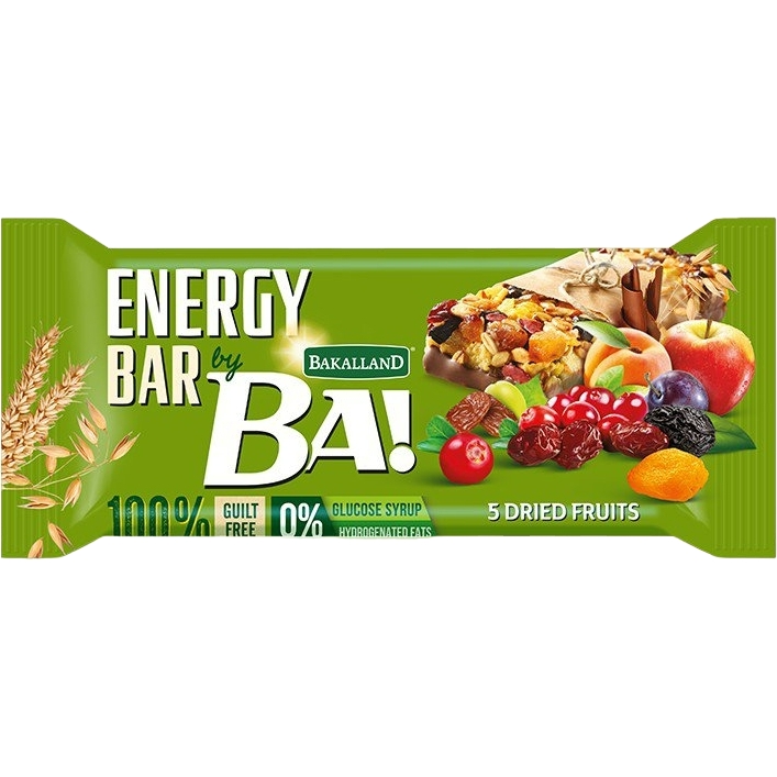 Злаковий батончик Bakalland Ba! Energy Bar 5 Dried Fruits із сухофруктами 40 г - фото 1