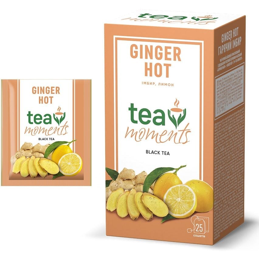 Чай чорний Tea Moments Ginger Hot, з імбиром та лимоном, 25 пакетиків (923179) - фото 3