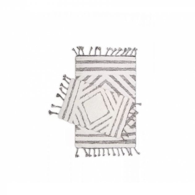 Набір килимків Irya Hoover siyah ekru, 90х60 см та 60х40 см, чорний та молочний (svt-2000022288491) - фото 1