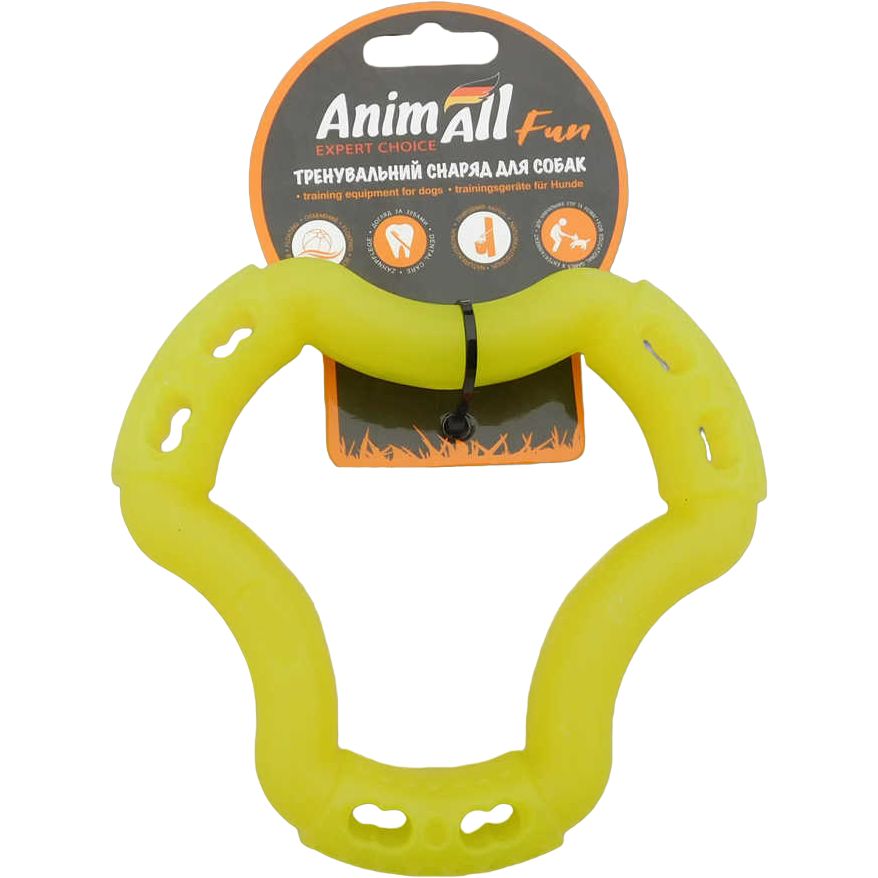 Игрушка для собак AnimAll Fun AGrizZzly Кольцо шестисторонное желтая 15 см - фото 1