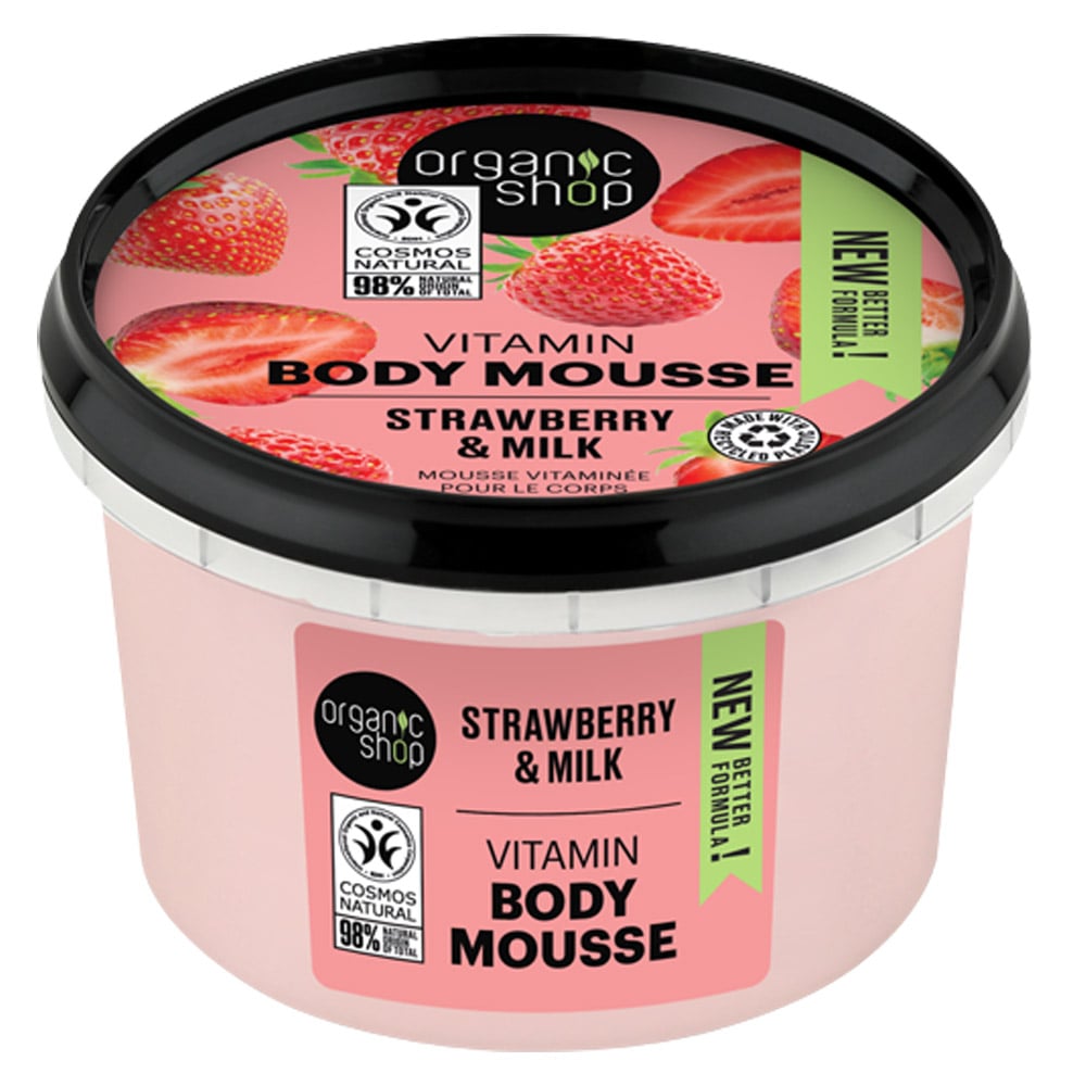Мусс для тела Organic Shop Strawberry&Milk, витаминный, 250 мл - фото 1