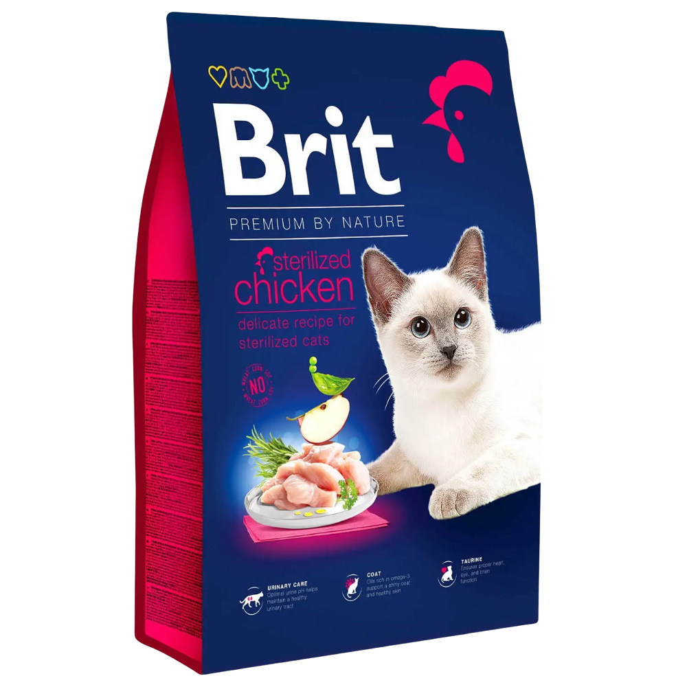 Сухой корм для стерилизованных котов Brit Premium by Nature Cat Sterilised, 8 кг (с курицей) - фото 1