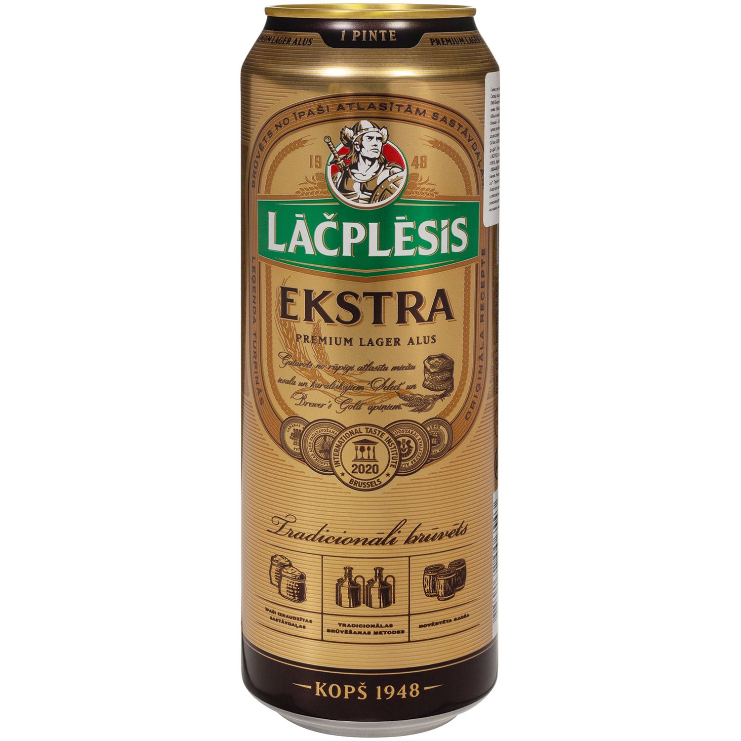 Пиво Lacplesis Ekstra, светлое, 5,2%, ж/б, 0,5 л (854618) - фото 1