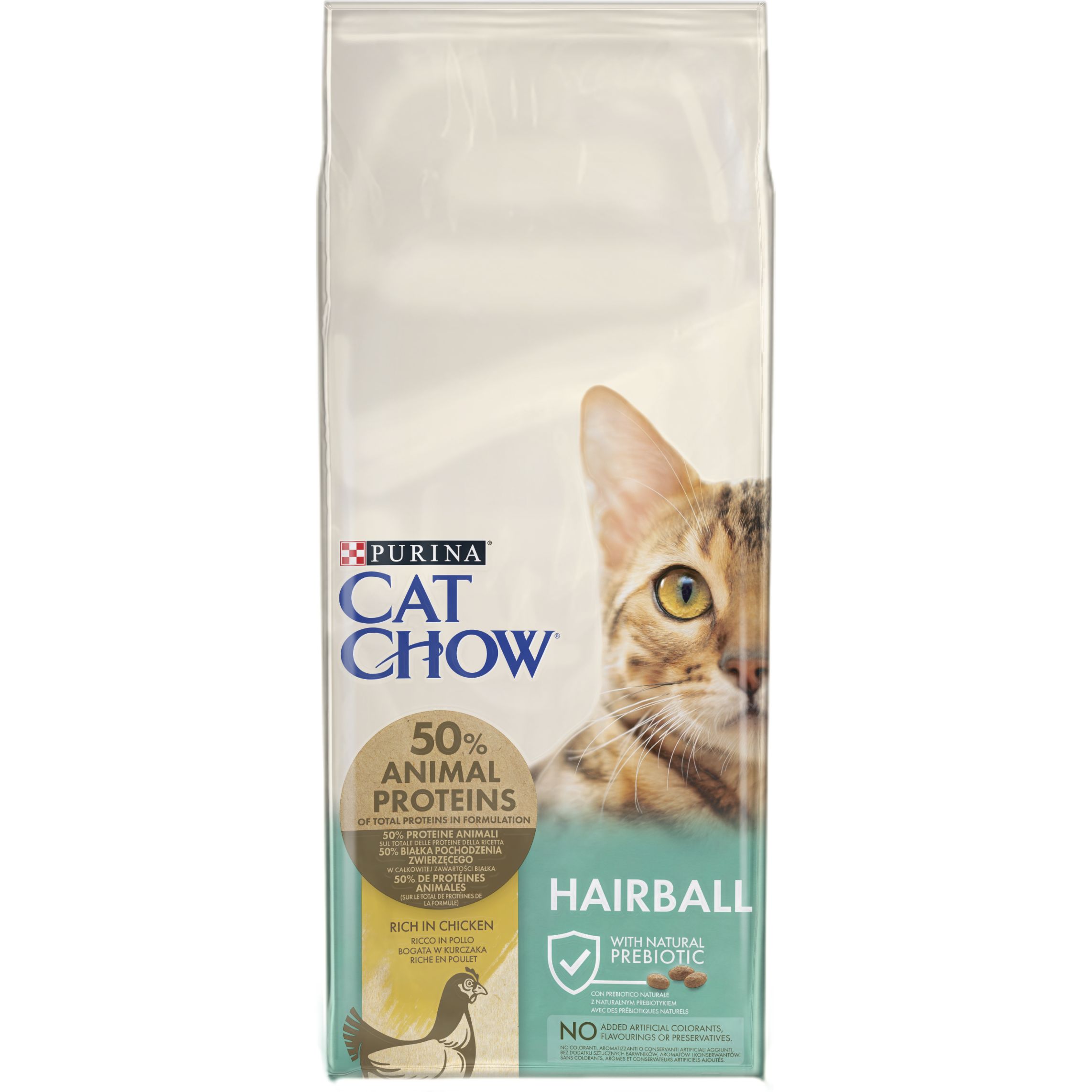 Сухой корм для кошек против образования шерстяных комков в пищеварительном тракте Cat Chow Hairball Control с курицей 15 кг - фото 2