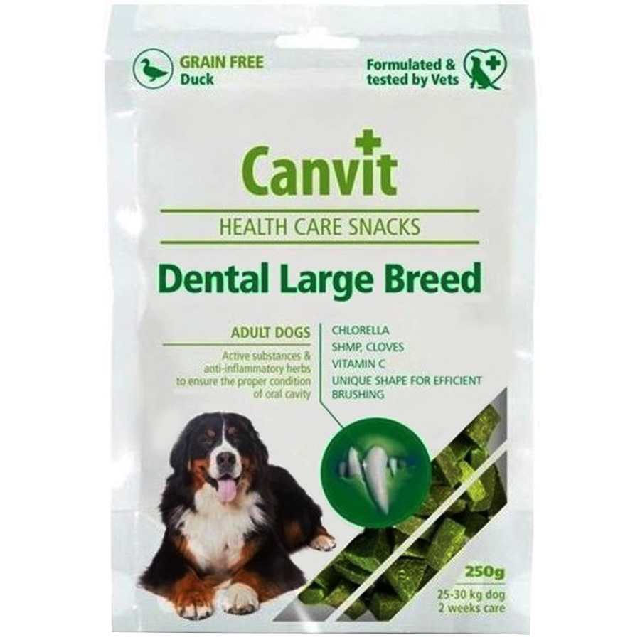 Полувлажное функциональное лакомство для собак Canvit Dental Large Breed утка 250 г - фото 1