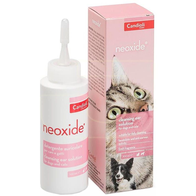 Фото - Ліки й вітаміни Краплі Candioli Neoxide для гігієни вух у собак та котів, 100 мл