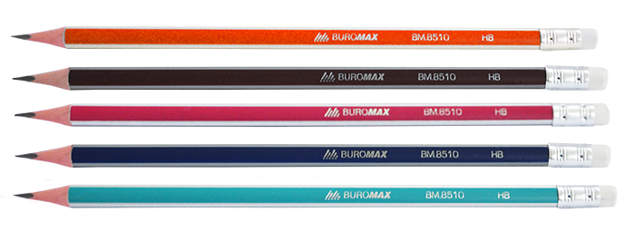 Олівець графітової Buromax трикутний, з гумкою, блістер, НВ, 4 шт. (BM.8510-4) - фото 2