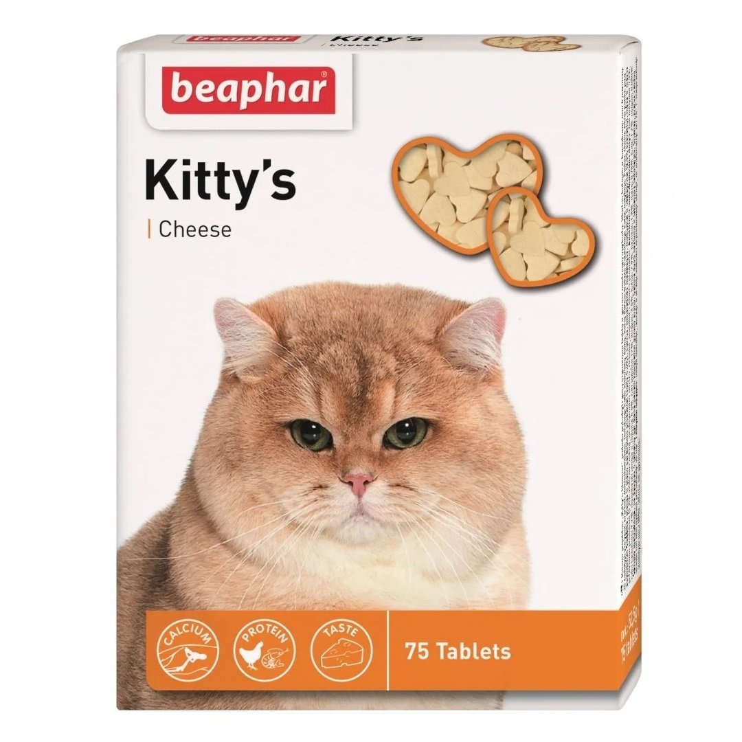 Вітамінізовані ласощі Beaphar Kitty's + Cheese для кішок із сиром, 180 т - фото 1