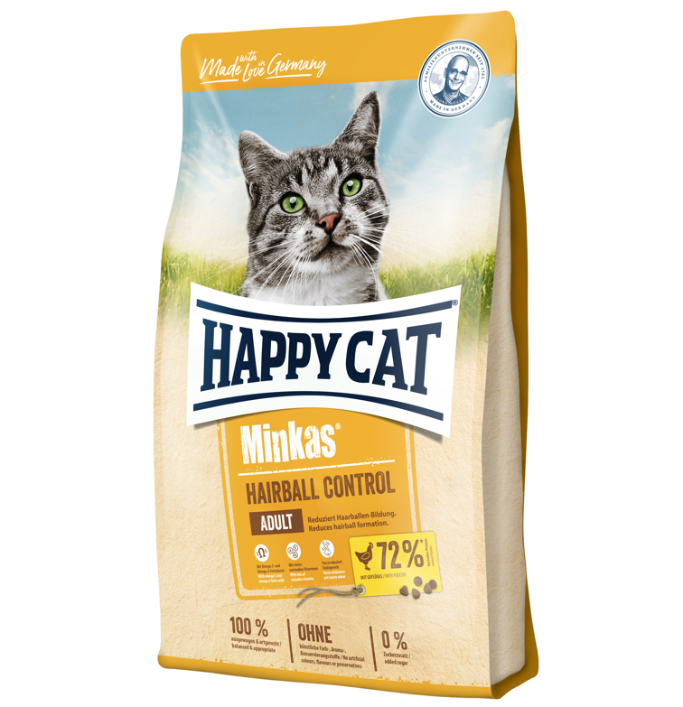 Сухой корм для взрослых кошек для выведения шерсти Happy Cat Minkas Hairball Control Geflugel, с птицей, 10 кг (70411) - фото 1