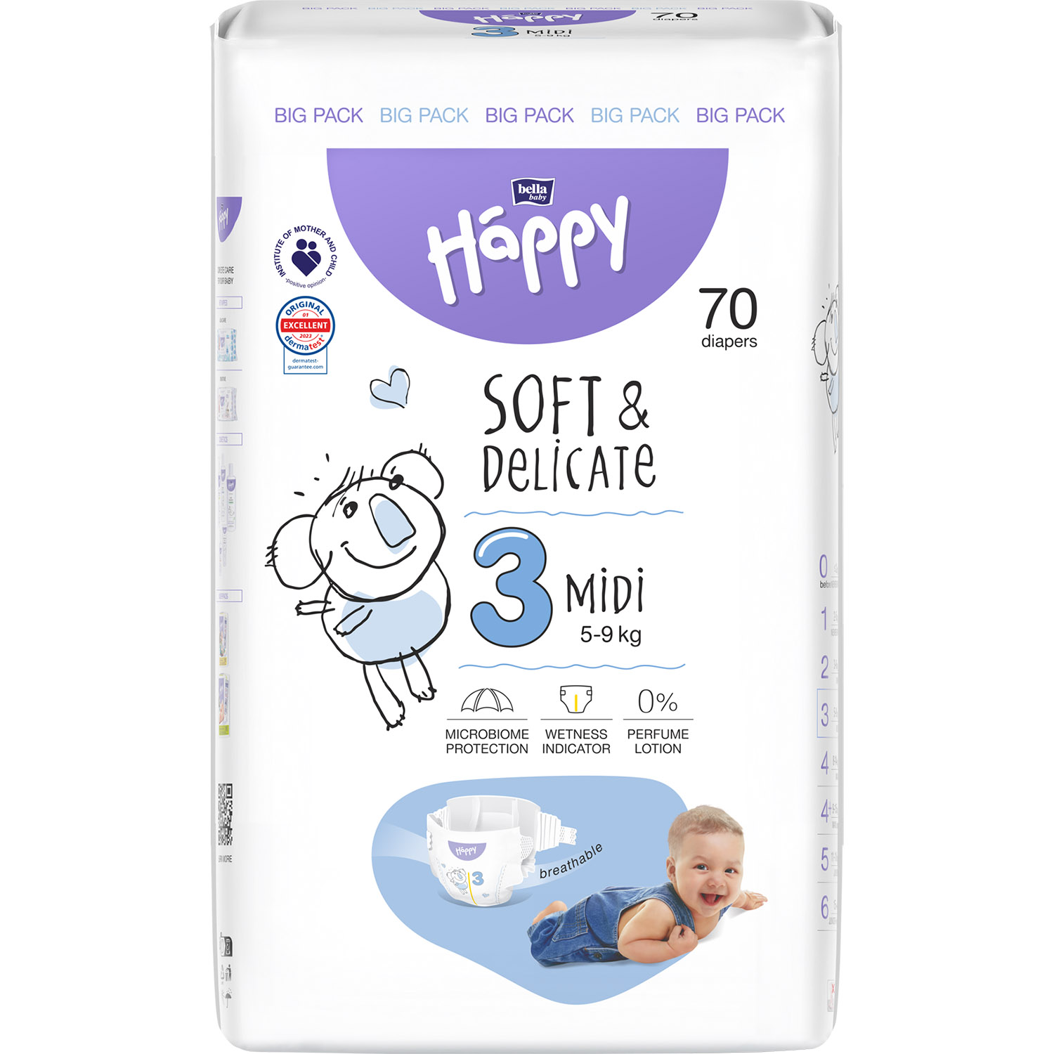 Подгузники детские одноразовые Bella Baby Happy Midi 3 (5-9 кг) 70 шт. - фото 1