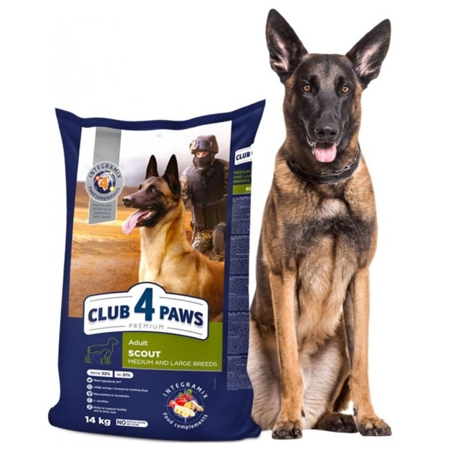 Сухой корм для рабочих собак средних и крупных пород Club 4 Paws Premium Scout Adult, 14 кг (B4531001) - фото 2