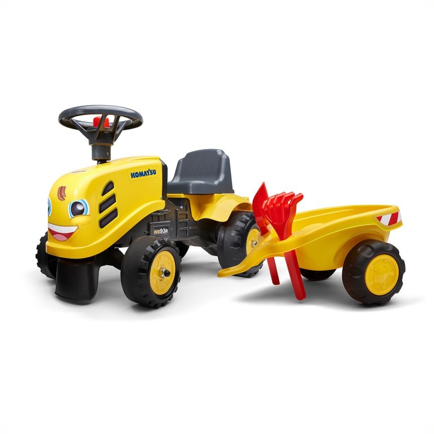 Детский трактор-каталка Falk Komatsu, с прицепом, желтый (286C) - фото 1
