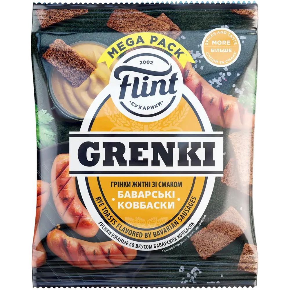 Гренки Flint Ржаные со вкусом баварских колбасок 110 г (706358) - фото 1