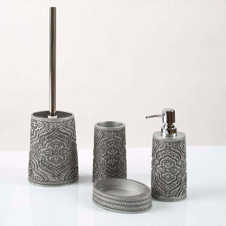 Комплект в ванную Irya Lane gri, 4 предмета, серый (svt-2000022303545) - фото 1