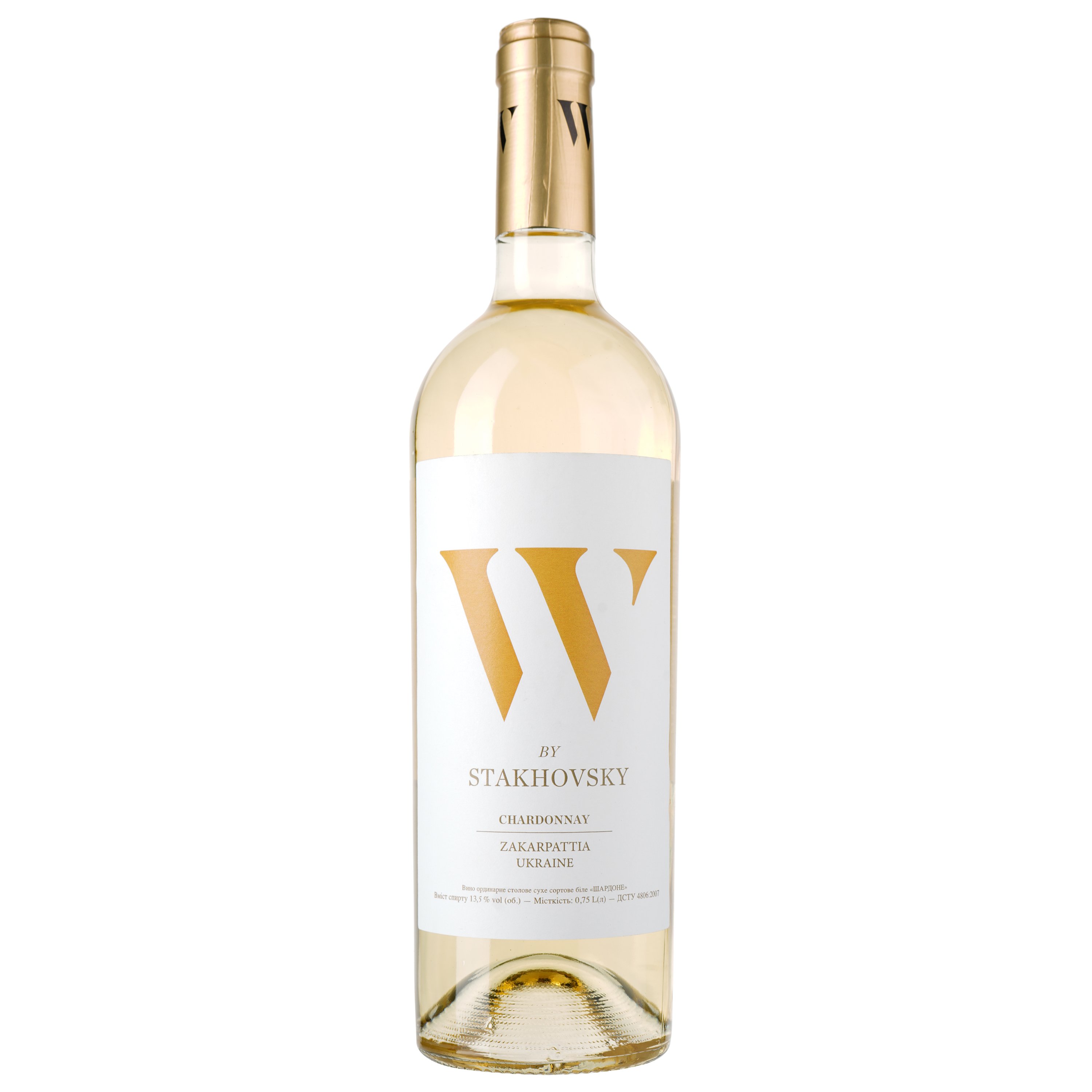 Вино W by Stakhovsky Wines Chardonnay, белое, сухое, 0,75 л - фото 1
