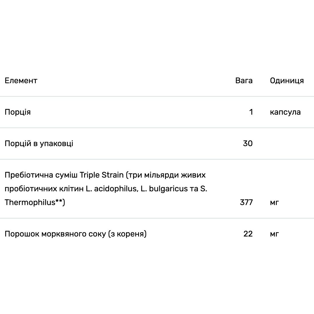 Ацидофіли, пробіотик та пребіотик морквяного соку Solaray Acidophilus 3 Strain Probiotic & Prebiotic Carrot Juice 30 вегетаріанських капсул - фото 3