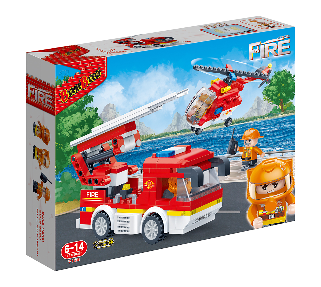 Конструктор BanBao Пожарные Пожарный автомобиль и геликоптер, 353 элементов (7126) - фото 1