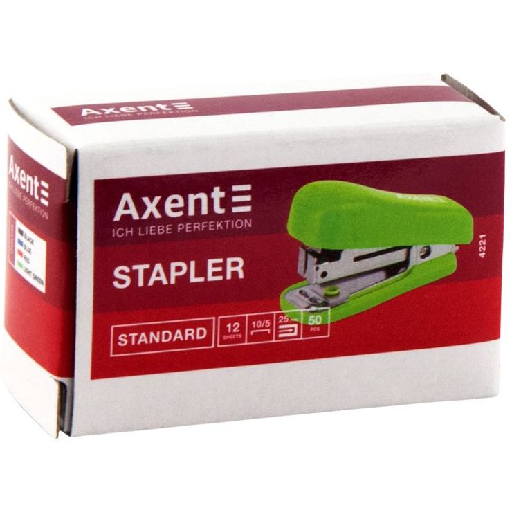 Степлер канцелярський Axent Standard №10/5, 12 аркушів червоний (4221-06-A) - фото 4