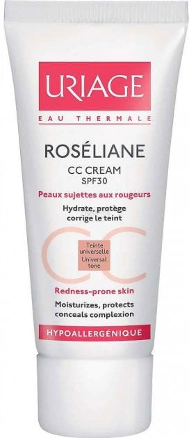 Сонцезахисний крем для обличчя Uriage Roséliane CC Cream SPF 30 Проти почервонінь, середній тон, 40 мл - фото 1