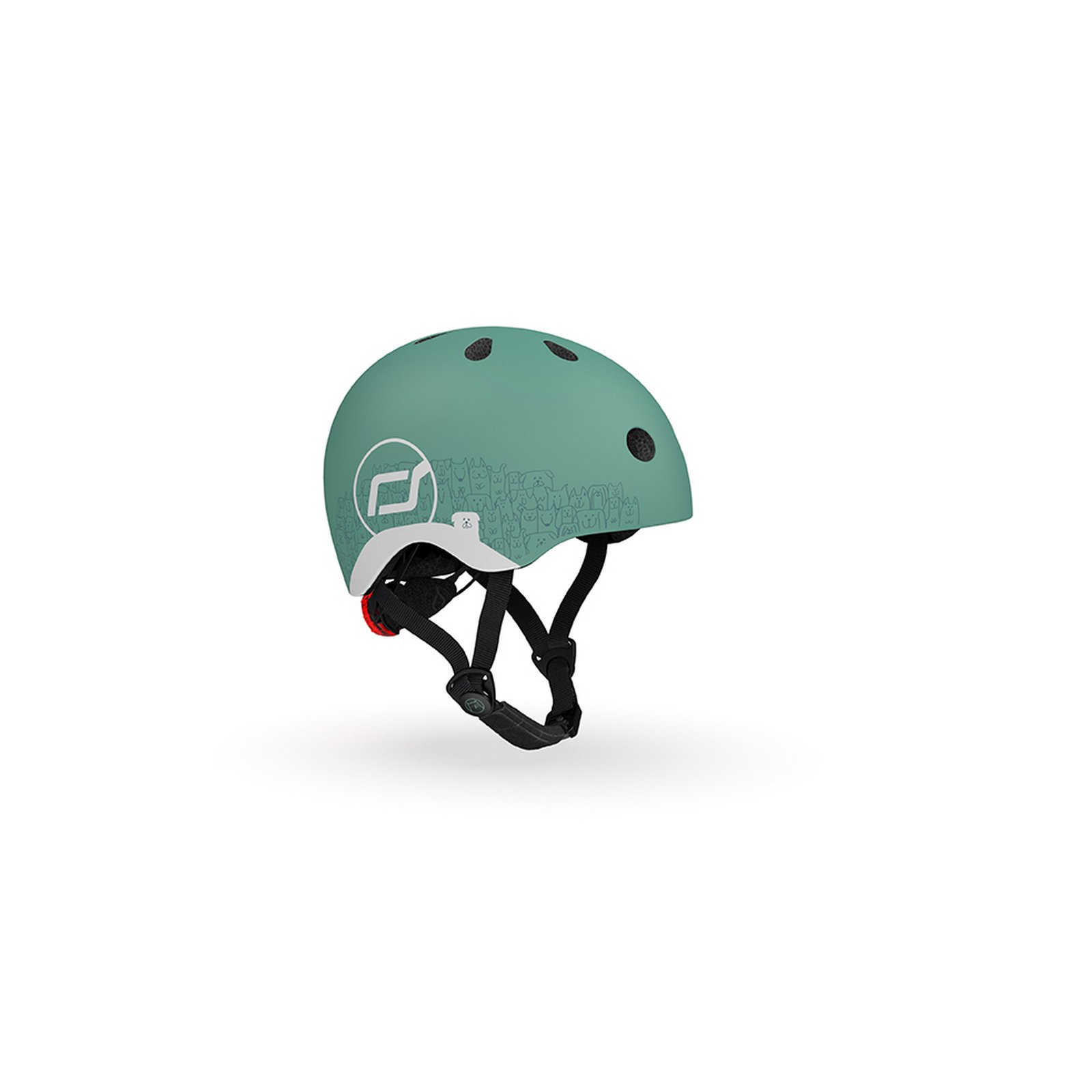 Шлем защитный Scoot and Ride светоотражающий, с фонариком, 45-51 см (XXS/XS), серо-зеленый (SR-210225-FOREST) - фото 4