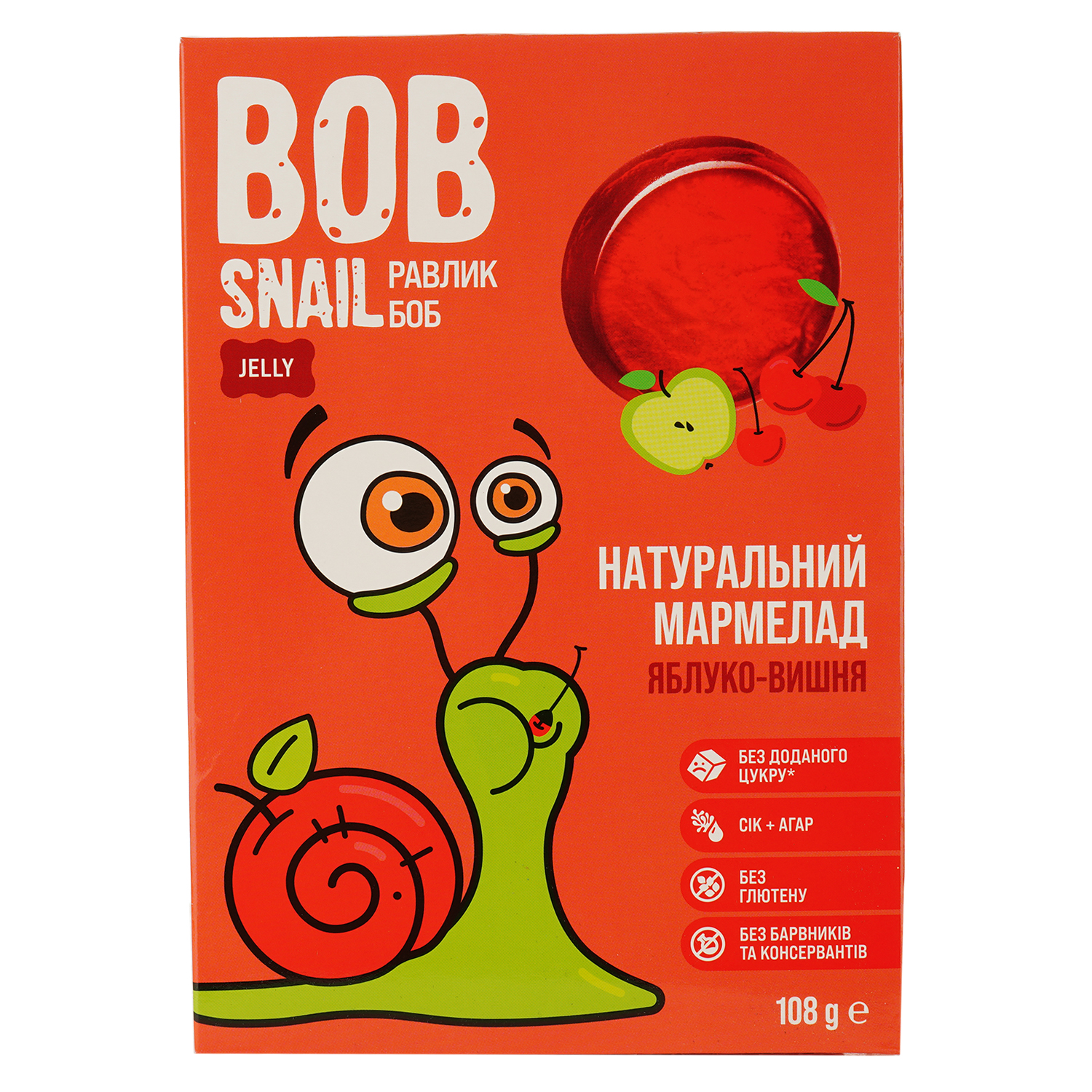 Фруктово-ягідний мармелад Bob Snail Яблуко-Вишня 108 г - фото 1