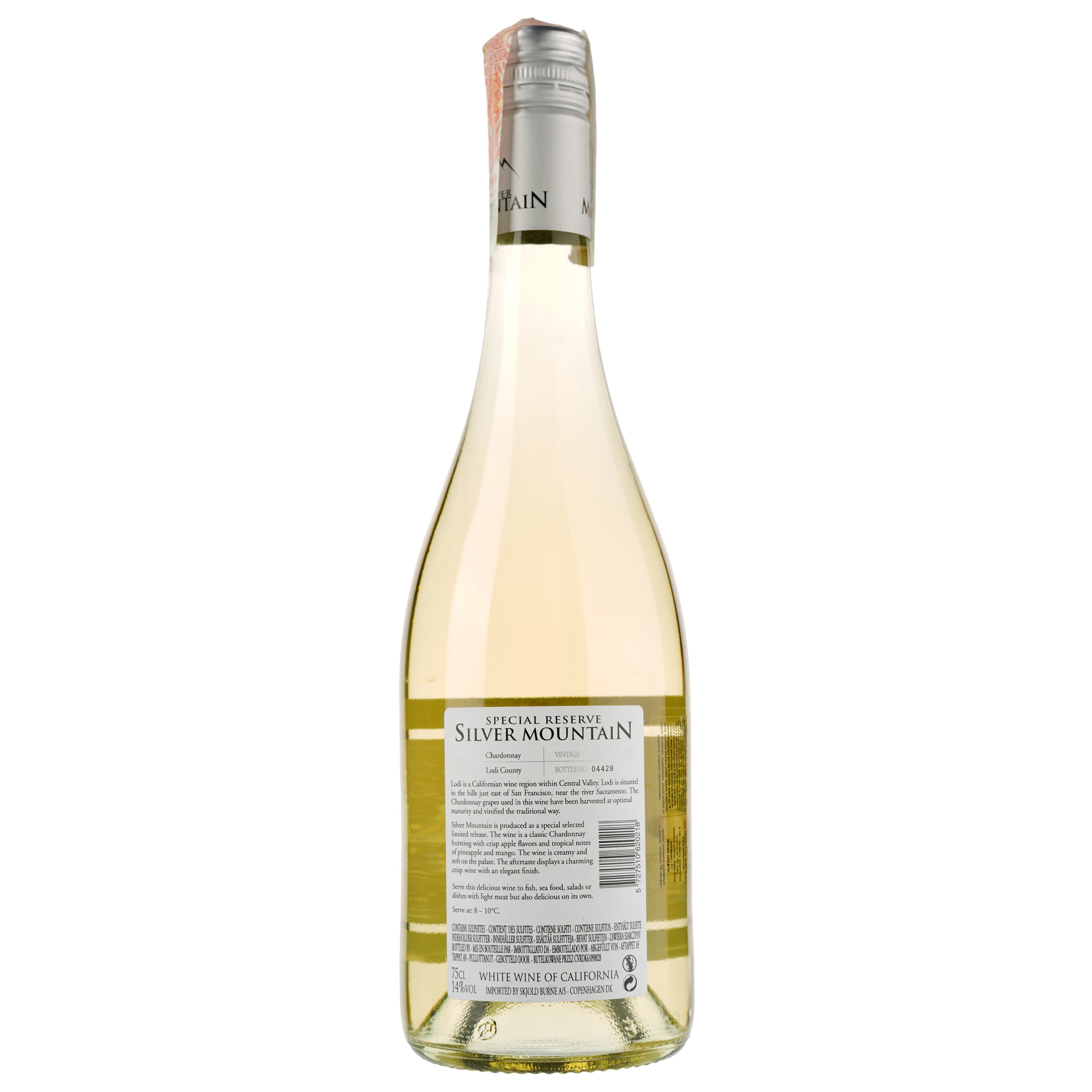 Вино Silver Mountain Chardonnay, біле, сухе, 14%, 0,75 л - фото 2