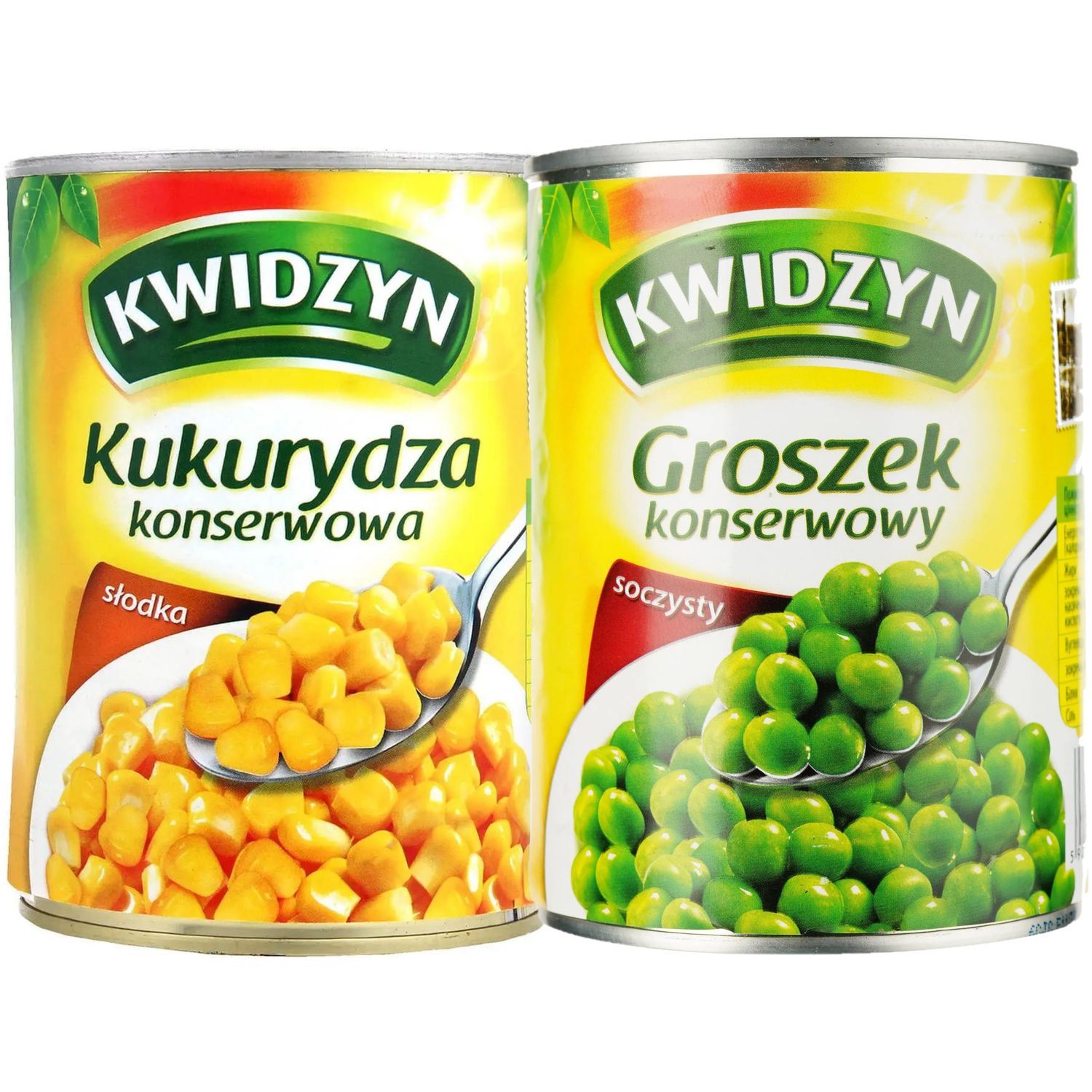 Набір: кукурудза цукрова Kwidzyn консервована 400 г + горошок зелений Kwidzyn консервований 400 г - фото 1