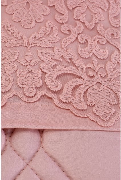 Набір постільна білизна з ковдрою Karaca Home Carissa pudra, сатин, світло-рожевий, 7 предметів (svt-2000022268042) - фото 3