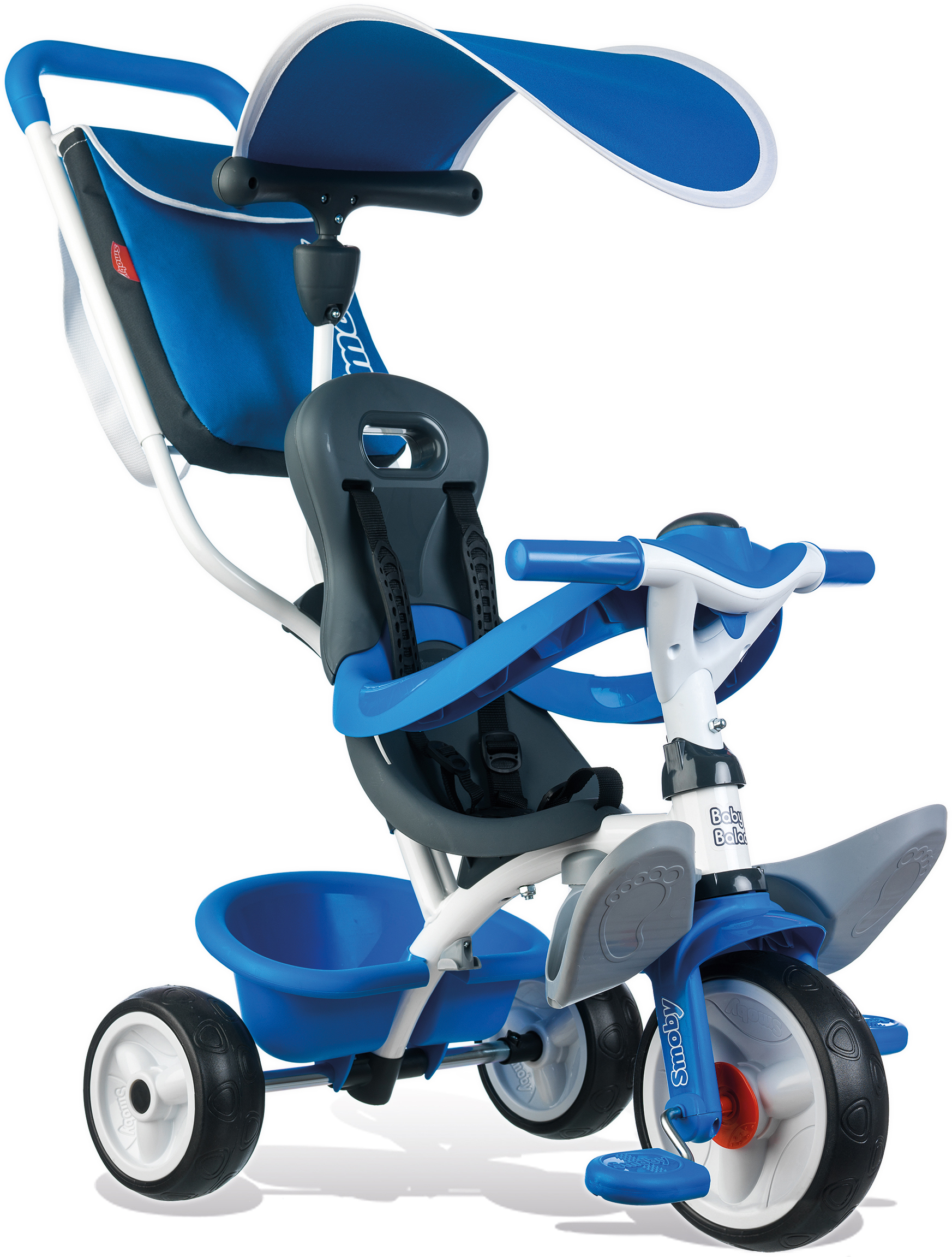 Триколісний велосипед Smoby Toys з козирком, багажником і сумкою, синій (741102) - фото 2