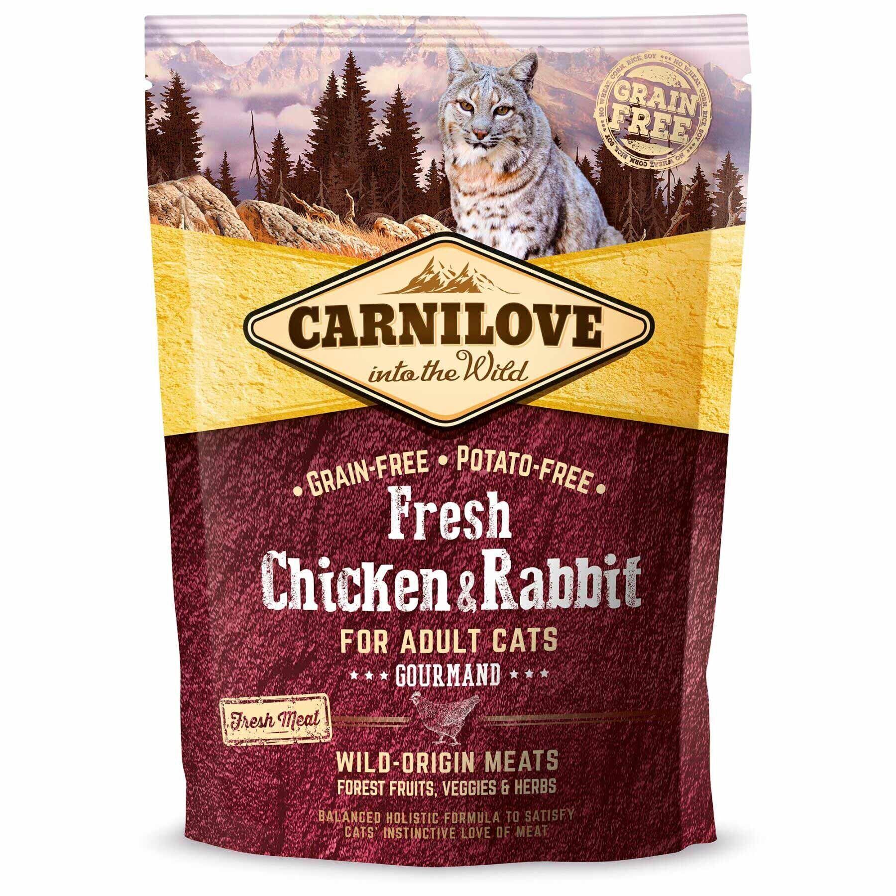 Сухий корм для дорослих котів Carnilove Fresh Chicken & Rabbit for Adult cats, з куркою і кроликом, 0,4 кг - фото 1