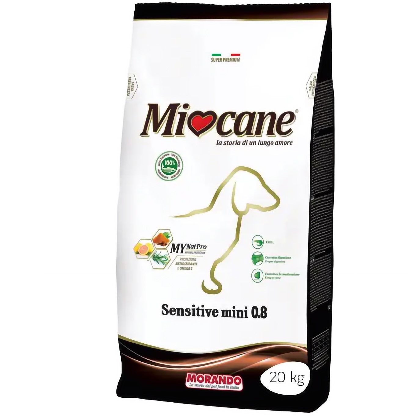 Монопротеїновий сухий корм для собак дрібних порід Morando MioCane Mini Sensitive Monoprotein, лосось, 20 кг - фото 1