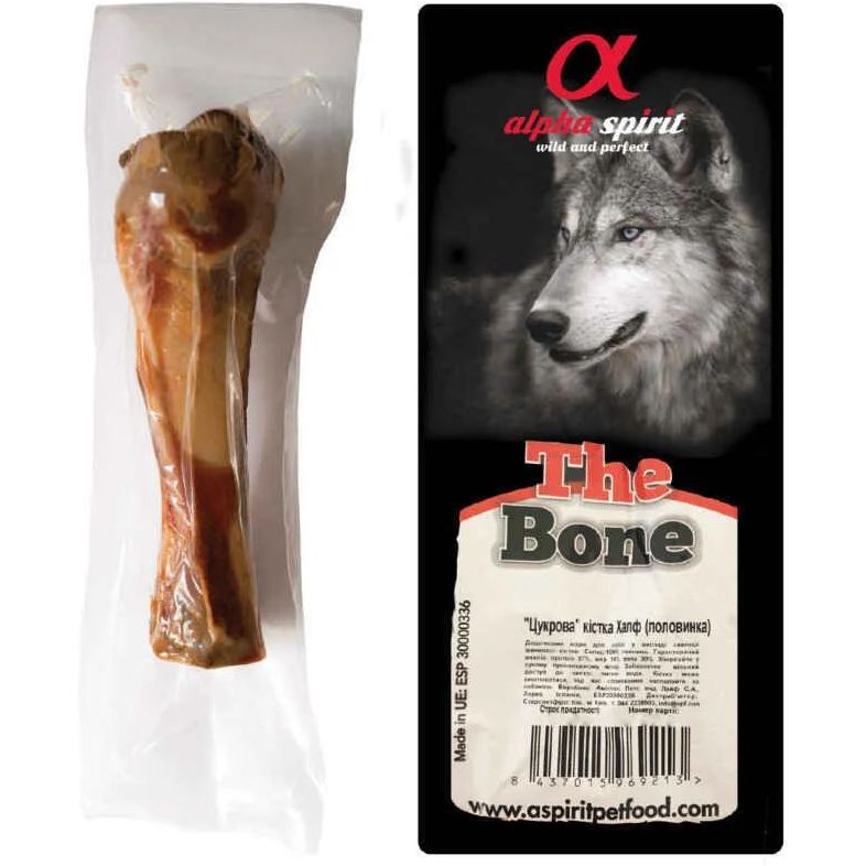 Лакомство для собак Alpha Spirit Ham Bone Half Vacuum Кость Халфа, 16-17 см - фото 1
