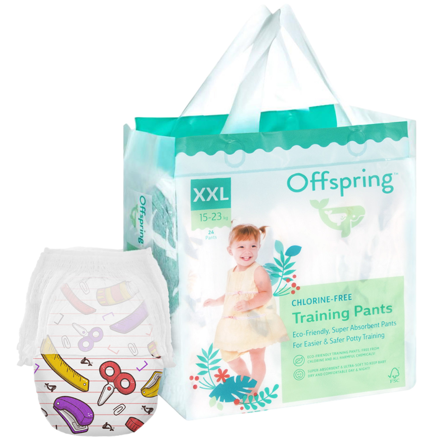 Підгузки-трусики Offspring Crafty розмір XXL (15-23 кг) 24 шт. (DP-OI-FAP-XXL24P-CRA) - фото 1