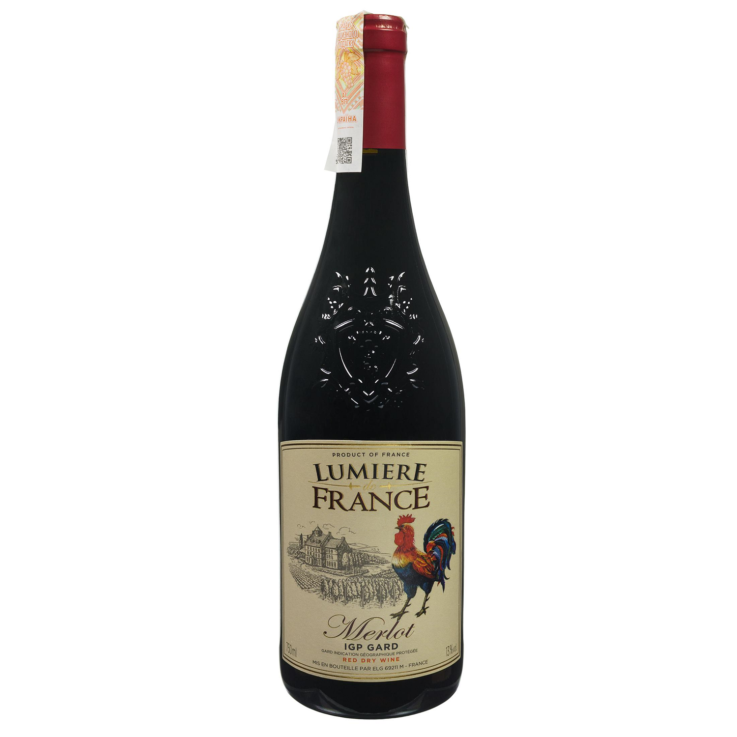Вино Lumier de France Merlot, червоне, сухе, 0,75 л - фото 1
