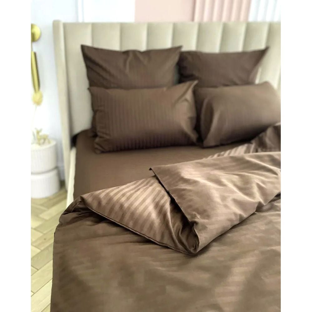 Комплект постільної білизни LightHouse Sateen Stripe Brown євростандарт коричневий (603678_2,0) - фото 5