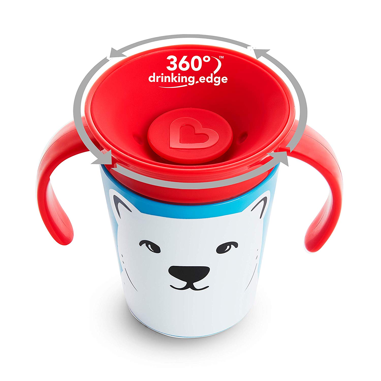 Чашка непроливная Munchkin Miracle 360 WildLove Белый медведь, 177 мл, Красный (051776) - фото 2