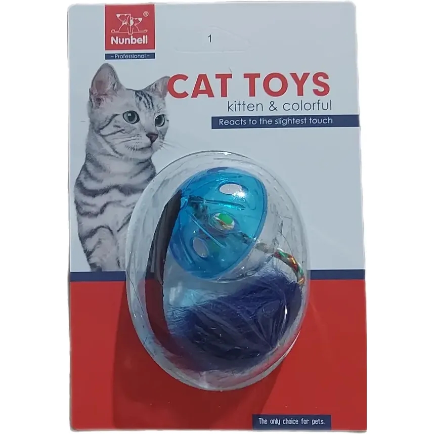 Іграшка для котів Nunbell М'яч з мишкою 14 см в асортименті - фото 1
