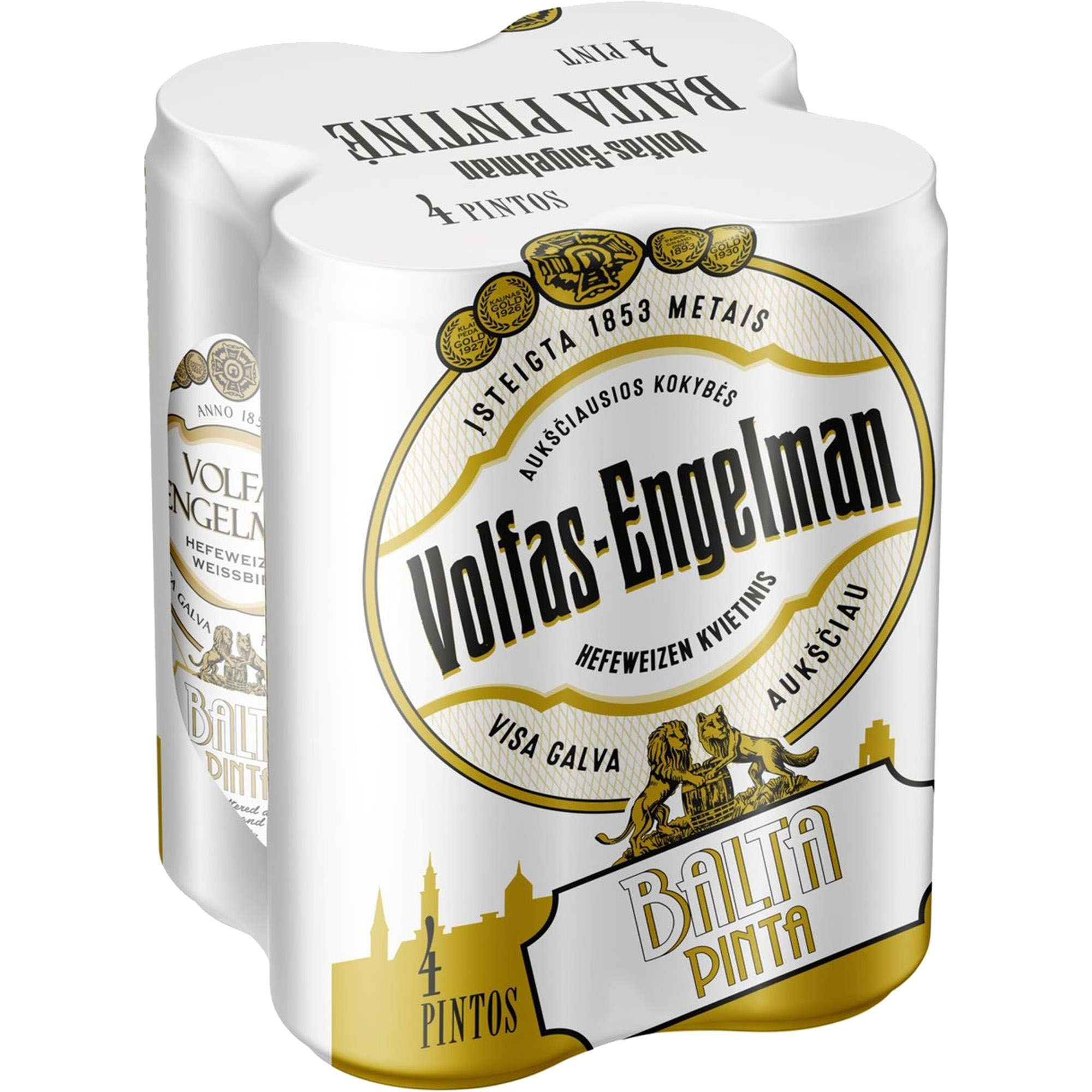 Пиво Volfas Engelman Balta Pinta світле 5% 2.272 л (4 шт. х 0.568 л) з/б - фото 1