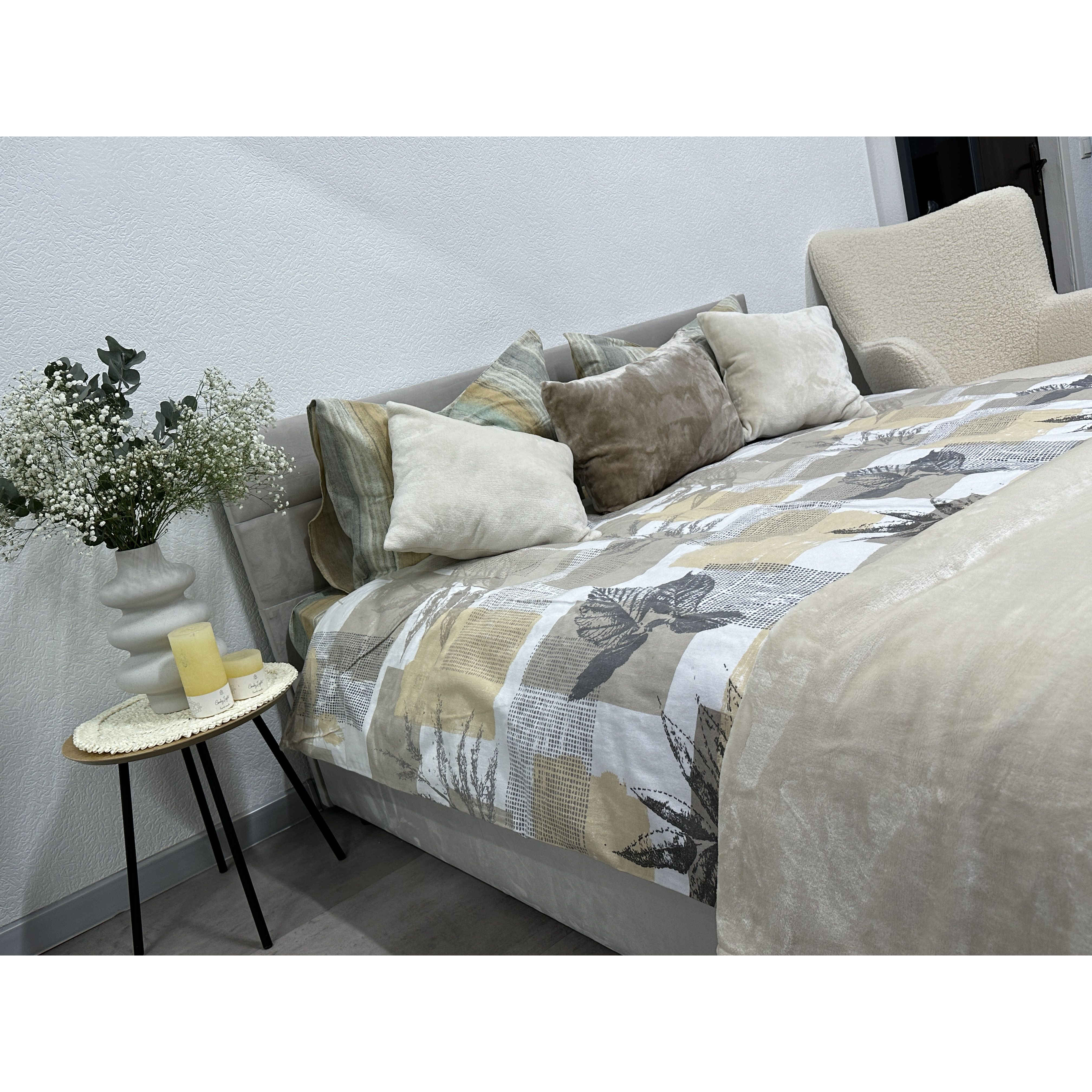 Комплект постельного белья Ecotton Евро 2125314 Листья на бежевом (24288) - фото 2