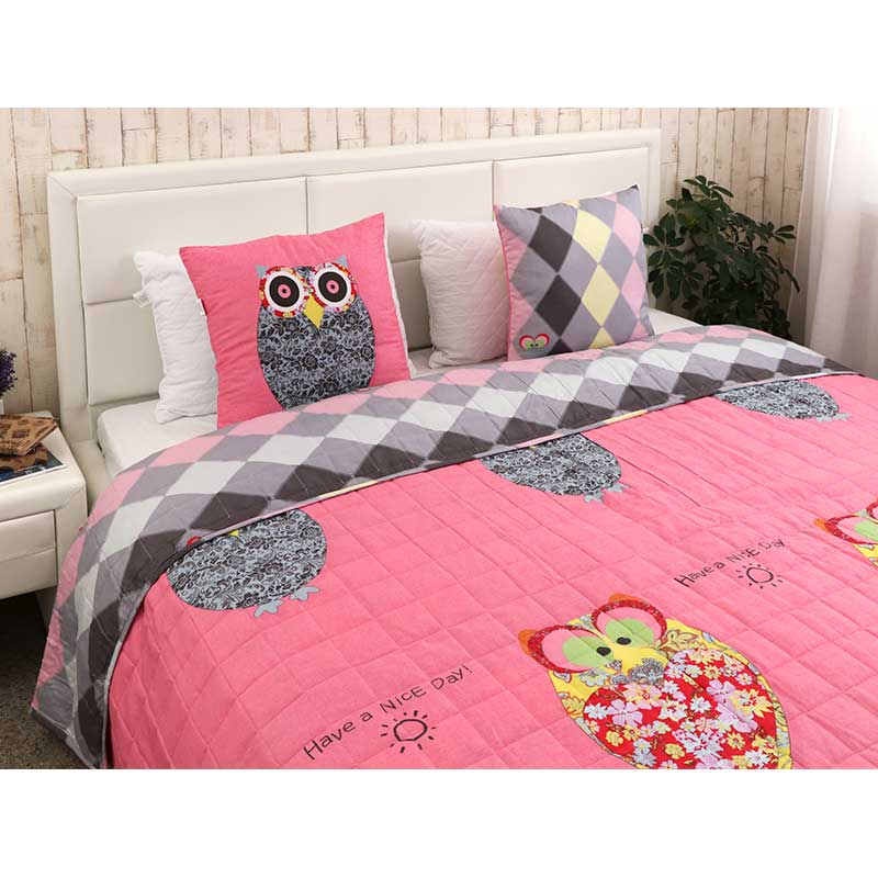 Подушка Руно Owl Grey силиконовая, 50х50 см, розовый (306_Owl Grey) - фото 2