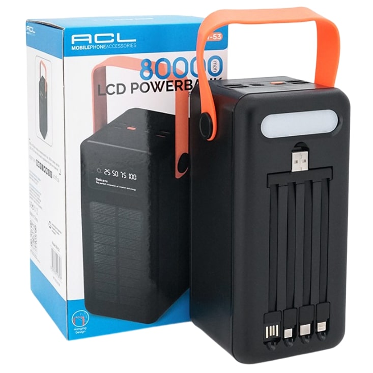 Повербанк Powerbank ACL PW53 Solar 80000mAh Type-C/Lighting/Micro-USB Black - фото 3